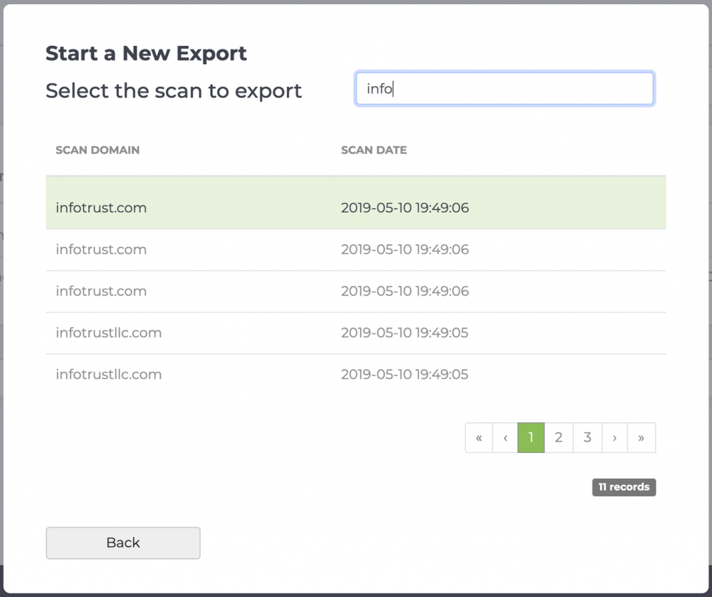 Tag Inspector scanner export feature